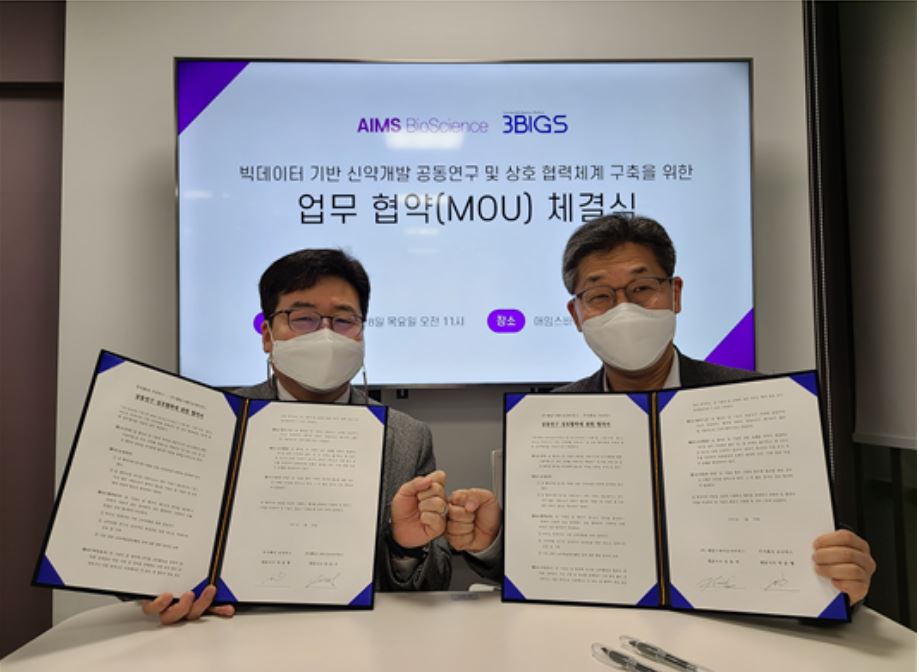 3BIGS-AIMS BioScience, joint research on new drug development based on Big Data
